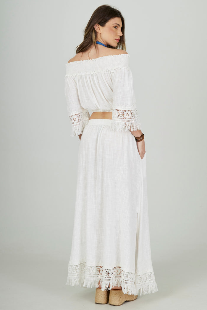 Saia Longa De Algodão Branca Coleção Bahêa Yacamim Q7