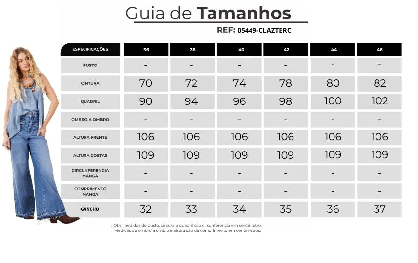 Calça Pantalona Azul Jeans Yacamim H3/4