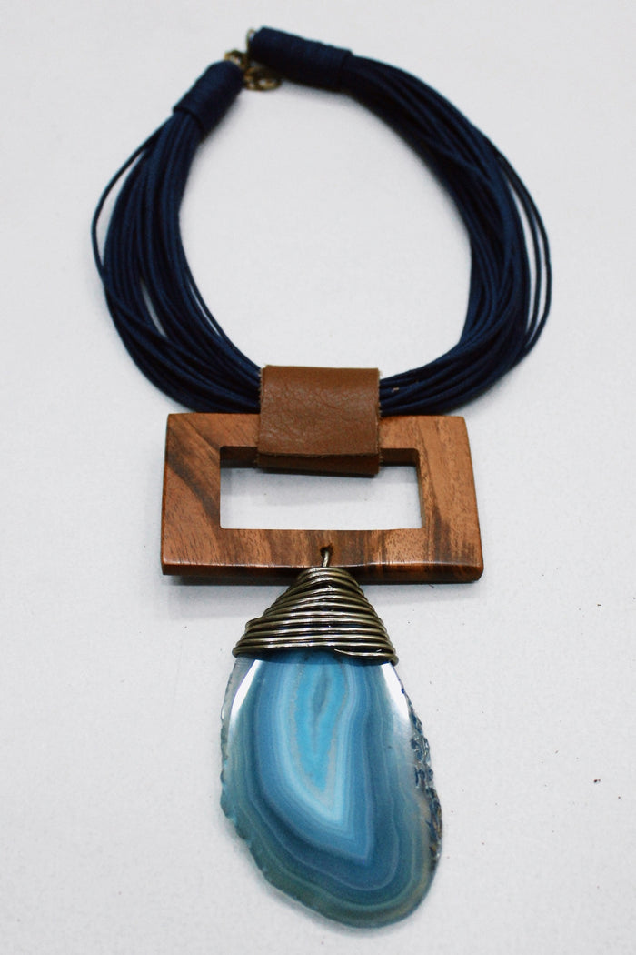 Colar Artesanal Com Pedra Ágata Yacamim #533