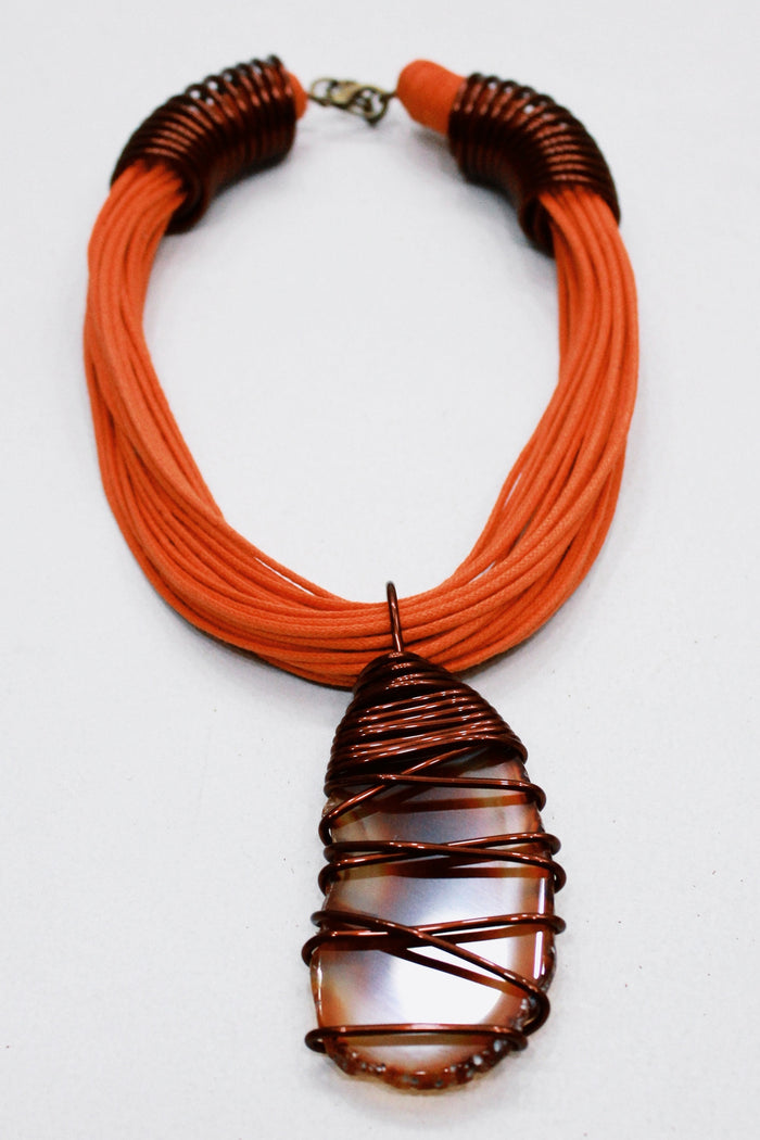 Colar Artesanal Com Pedra Ágata Yacamim #535