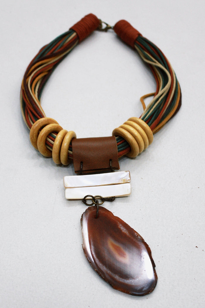 Colar Artesanal Com Pedra Ágata Yacamim #534