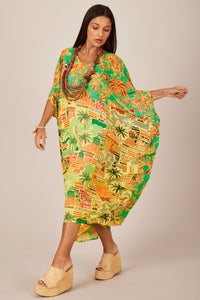 Kaftan Longo Patchwork Verde Claro Yacamim J3