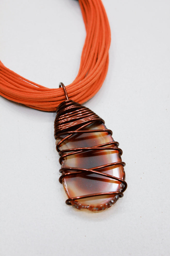 Colar Artesanal Com Pedra Ágata Yacamim #535