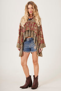 Bata Ampla Marsala Cashmere Patchwork Yacamim B31