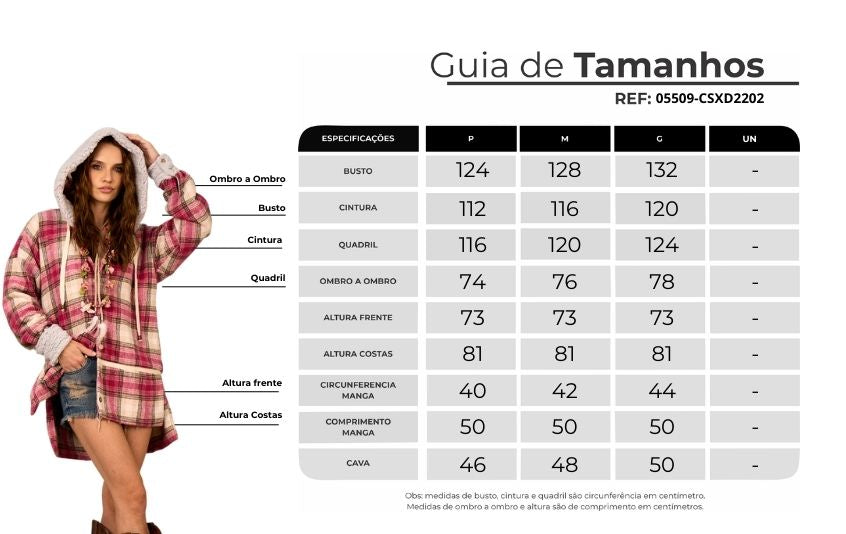 Casaco Amplo Peluciado Com Capuz Rosa E Bege Xadrez Yacamim L9