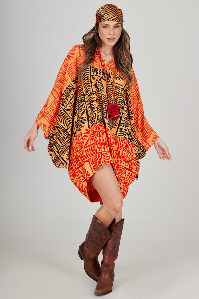 Bata Ampla Laranja Patchwork Yacamim B4