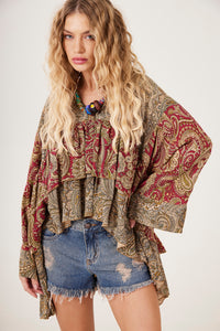 Bata Ampla Marsala Cashmere Patchwork Yacamim B31