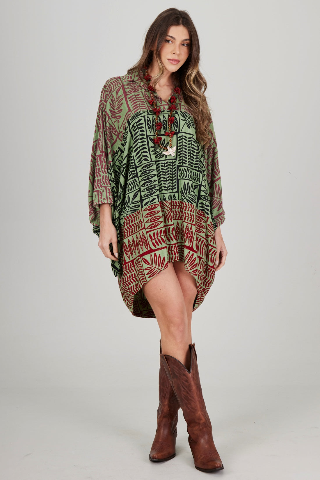 Bata Ampla Verde Patchwork Yacamim B11