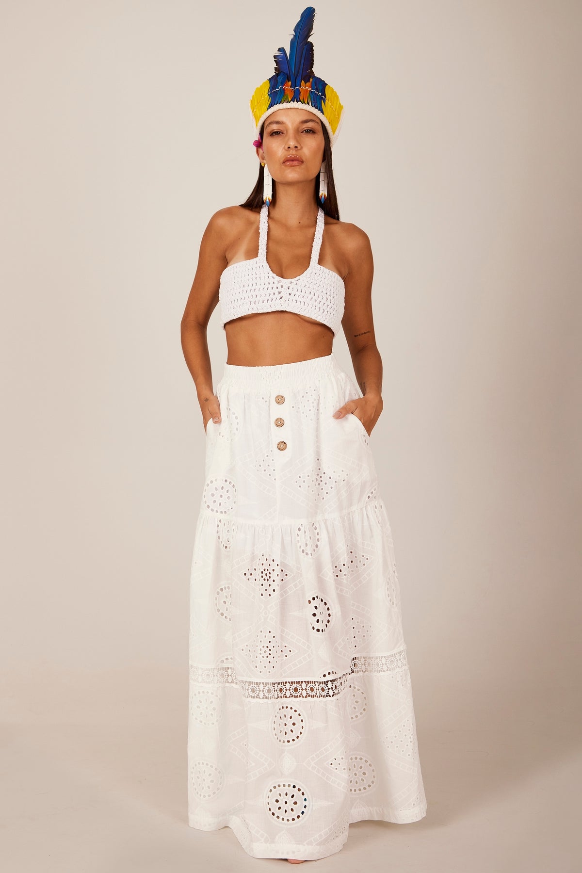 Saia Longa Broderie Branco Yacamim G6