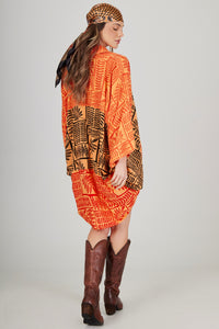 Bata Ampla Laranja Patchwork Yacamim B4