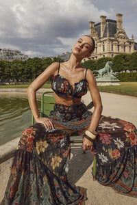 Calça Pantalona De Tule Preto Patchwork Yacamim A22 Paris