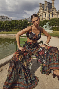 Calça Pantalona De Tule Preto Patchwork Yacamim A22 Paris