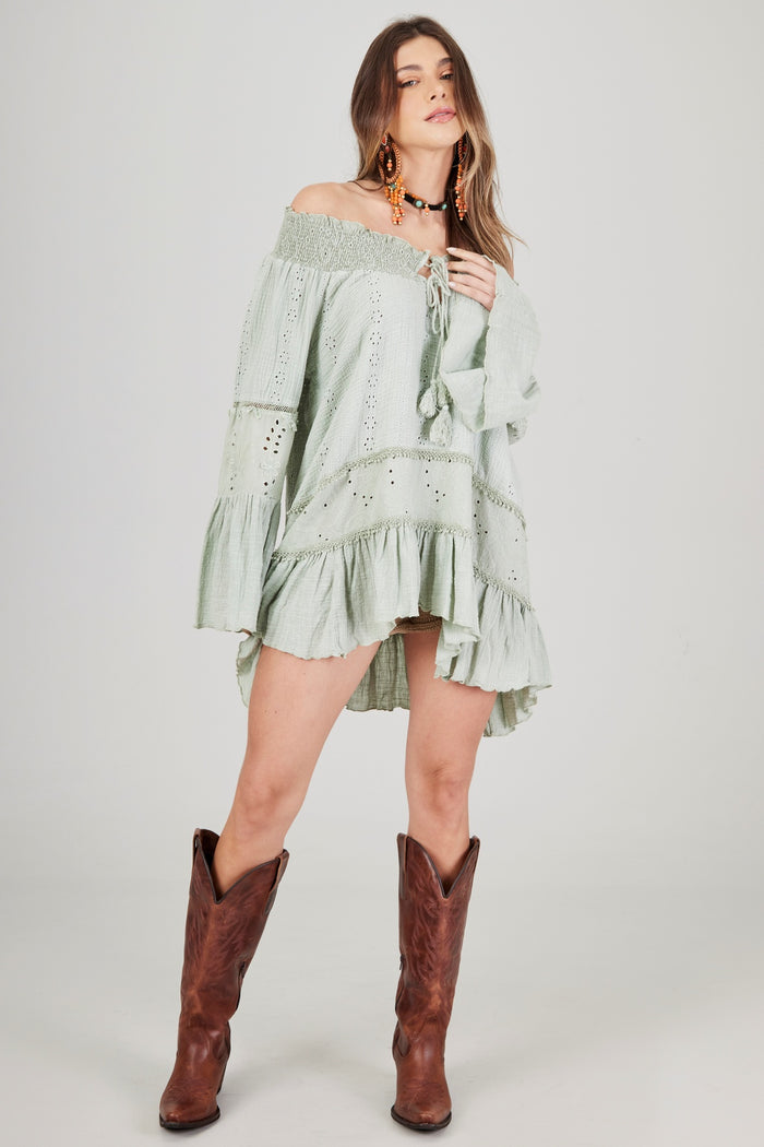 Bata Ciganinha Broderie Verde Pistache Yacamim B29