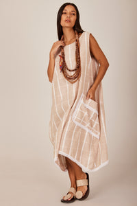 Vestido Regata Midi Bege Xadrez Yacamim C17