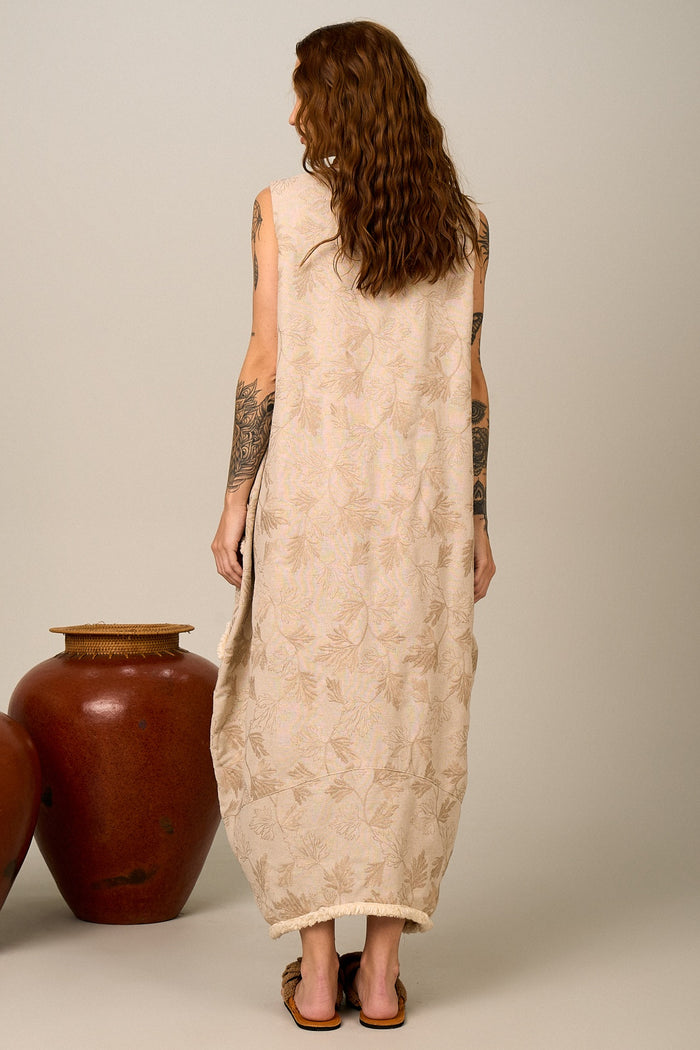 Vestido Regata Midi Amplo Bege Nature Yacamim D23