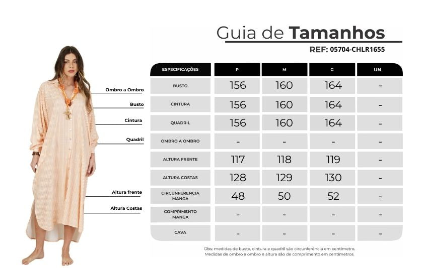 Chemise Longa Ampla Laranja Listrado Yacamim L4