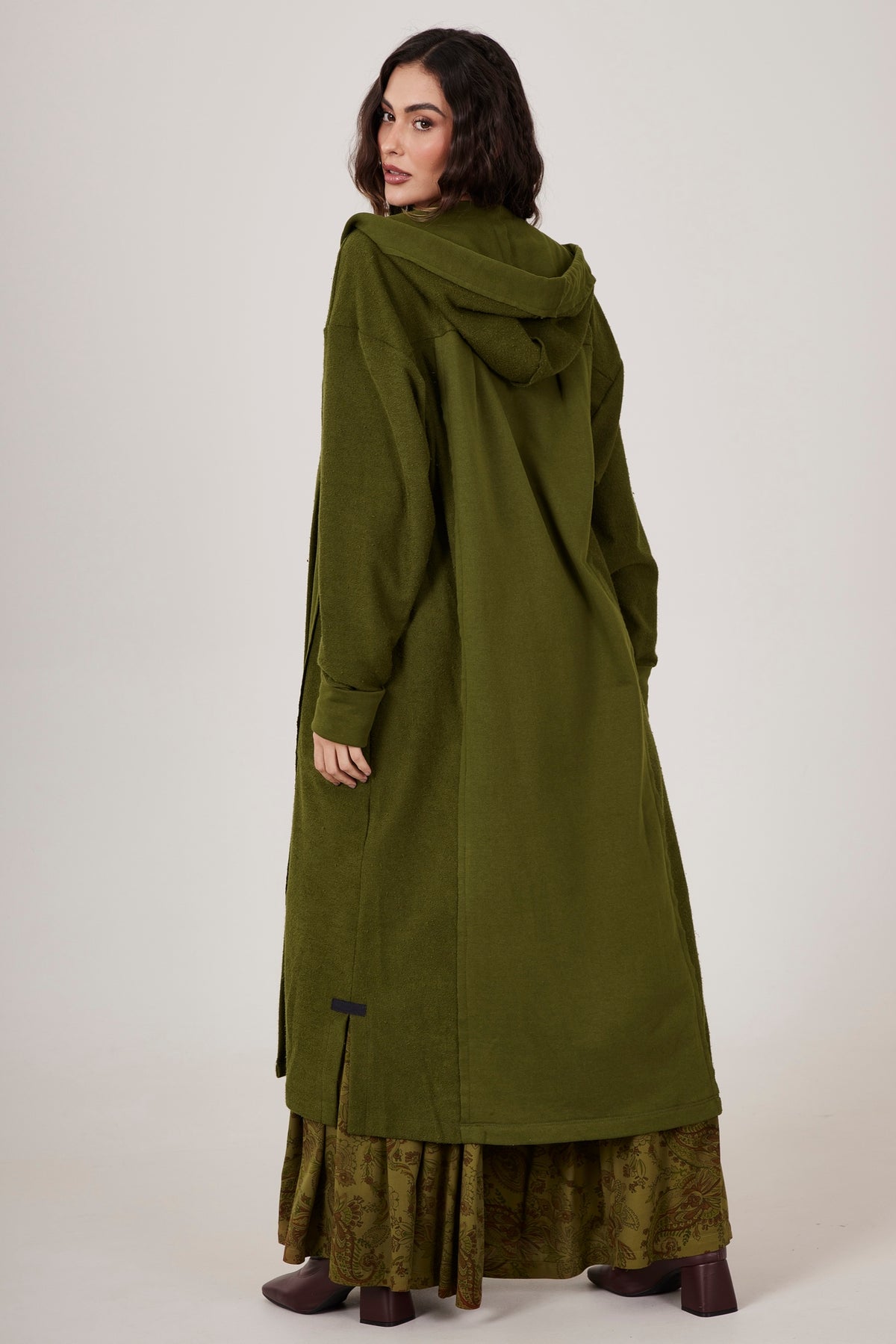 Casaco Midi Com Capuz Verde Escuro Yacamim L1/2 Liso