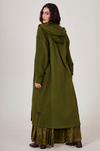 Casaco Midi Com Capuz Verde Escuro Yacamim L1/2 Liso