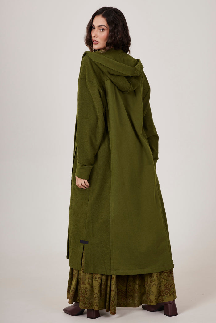 Casaco Midi Com Capuz Verde Escuro Yacamim L1/2 Liso