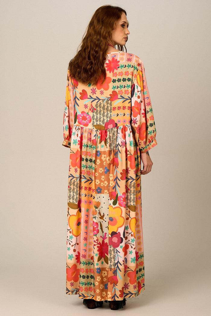 Vestido Midi Amplo Estampado Yacamim D25