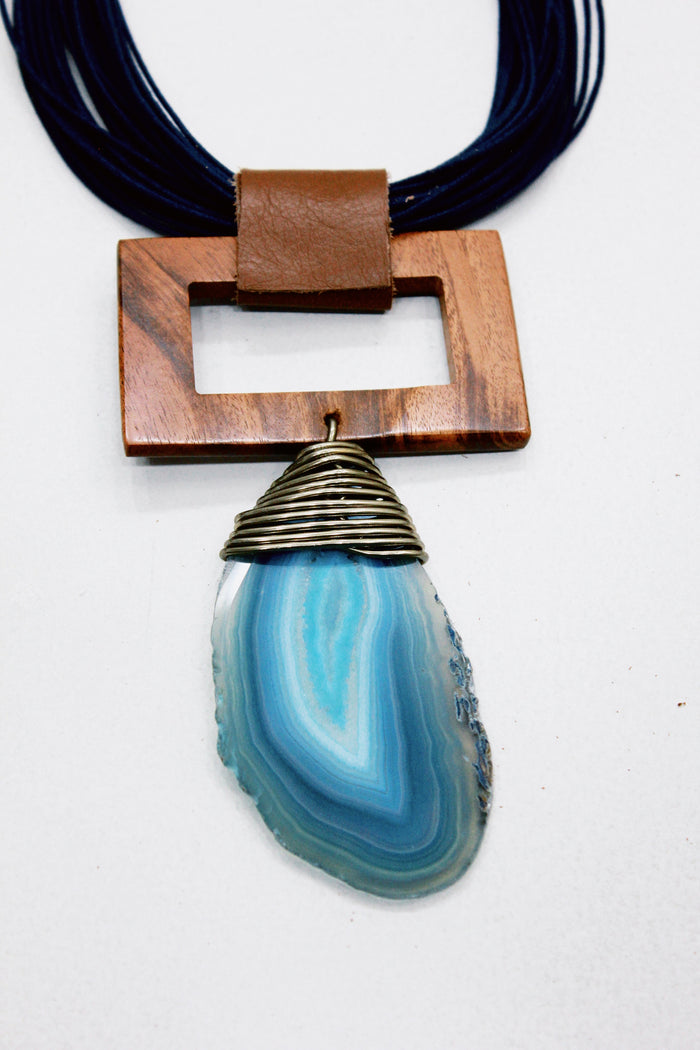 Colar Artesanal Com Pedra Ágata Yacamim #533