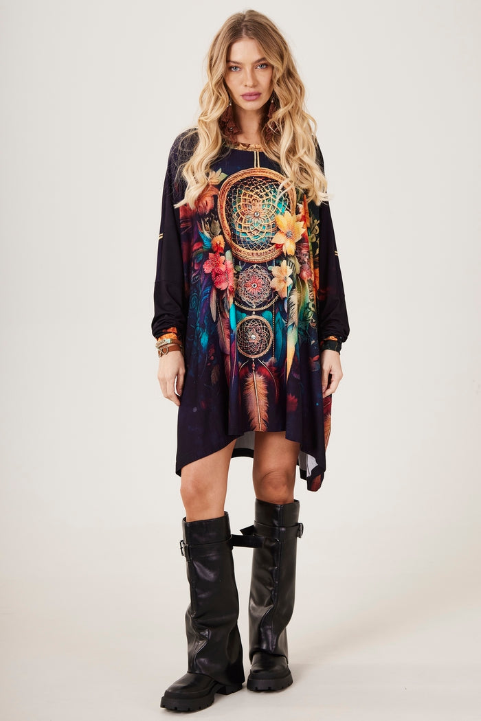 Bata Ampla Com Pedrinhas Estampa Exclusiva Filtro Dos Sonhos Yacamim S4