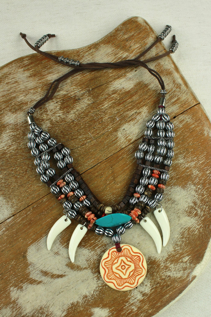 Colar Artesanal De Metais Com Pingente De Mandala Yacamim #339