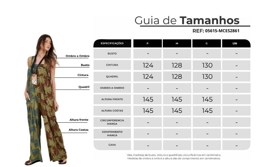 Macacão Longo Pantalona Verde Estampa Coqueiros Patchwork Yacamim O6