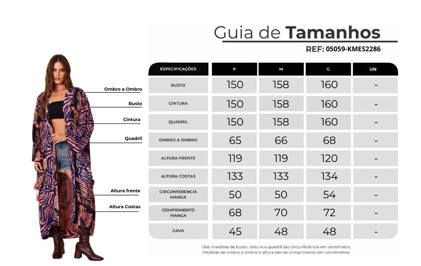 Kimono Longo Preto E Rosa Estampado Yacamim J6