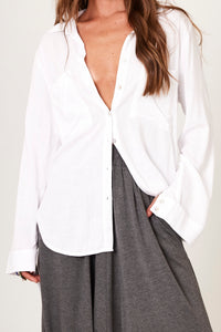 Camisa Alongada Com Barra Arredondada Branco Yacamim A4 Liso