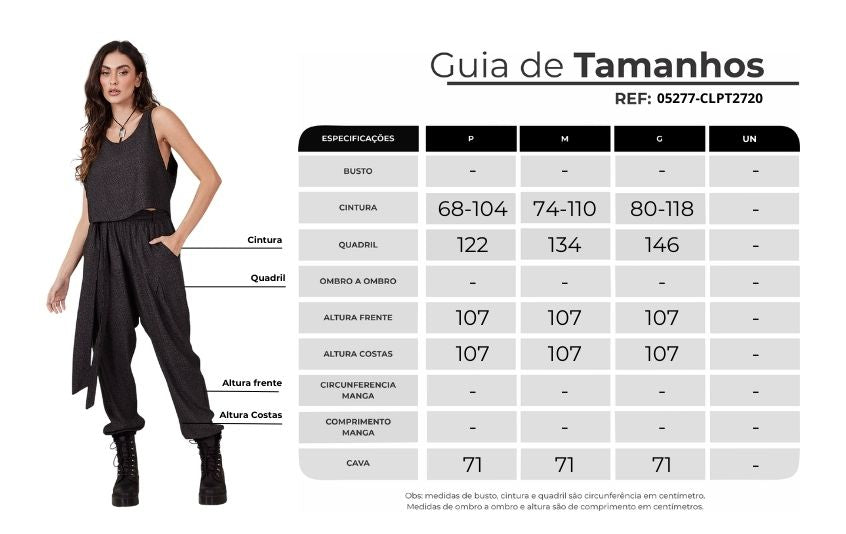 Calça Com Bolsos E Faixa De Regulagem Preta Yacamim A24 Liso