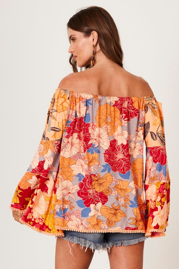 Bata Ciganinha Laranja Estampado Patchwork Yacamim B3