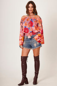 Bata Ciganinha Com Mangas Flare Rosa Patchwork Yacamim B8