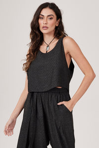 Regata Cropped Preta Yacamim A25 liso