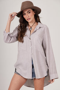 Chemise Amplo Marrom Listrado Yacamim L5