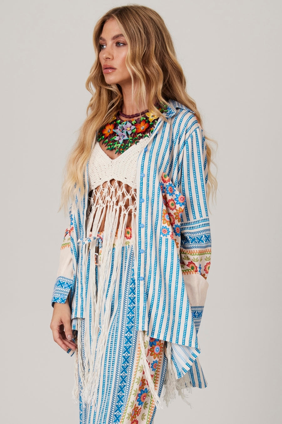 Camisa Ampla Godê Azul Coleção Pira Omomba''e Yacamim K3<br /><br /><br />