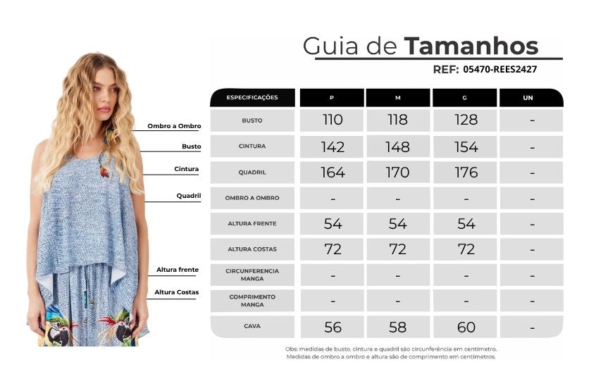 Regata Alongada Costas Azul Estampada Yacamim A10