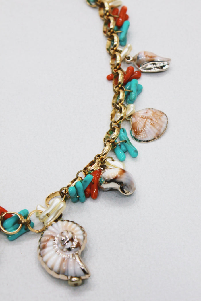 Colar Artesanal De Corrente Com Mix De Pingentes Yacamim #509