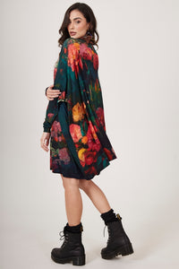 Bata Ampla Com Pedrinhas Estampa Elefante Azul Yacamim B30