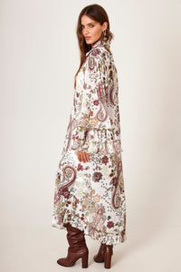 Chemise Longa Tule Branca Estampa Cashmere Yacamim M10