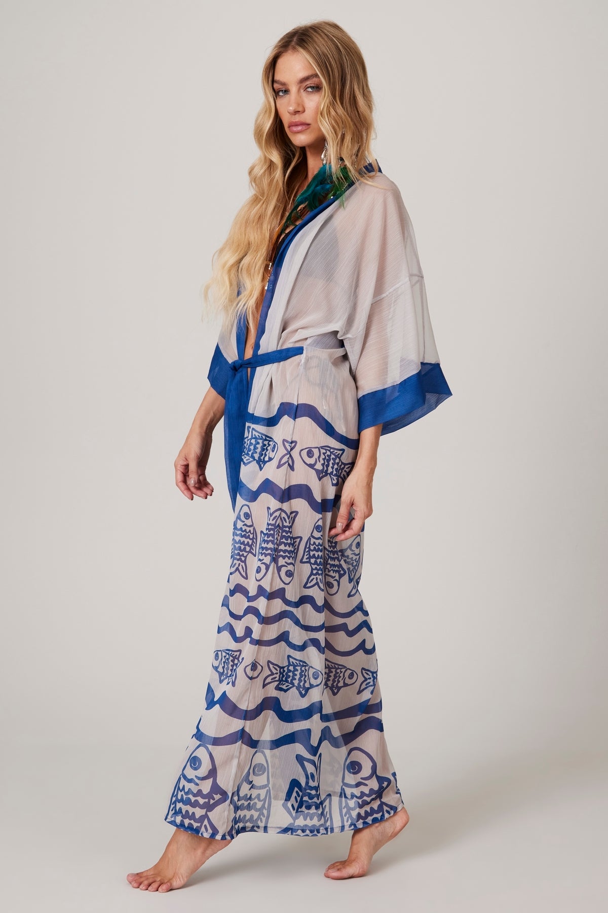 Kimono Longo De Tule Coleção Pira Omomba''e Yacamim K6