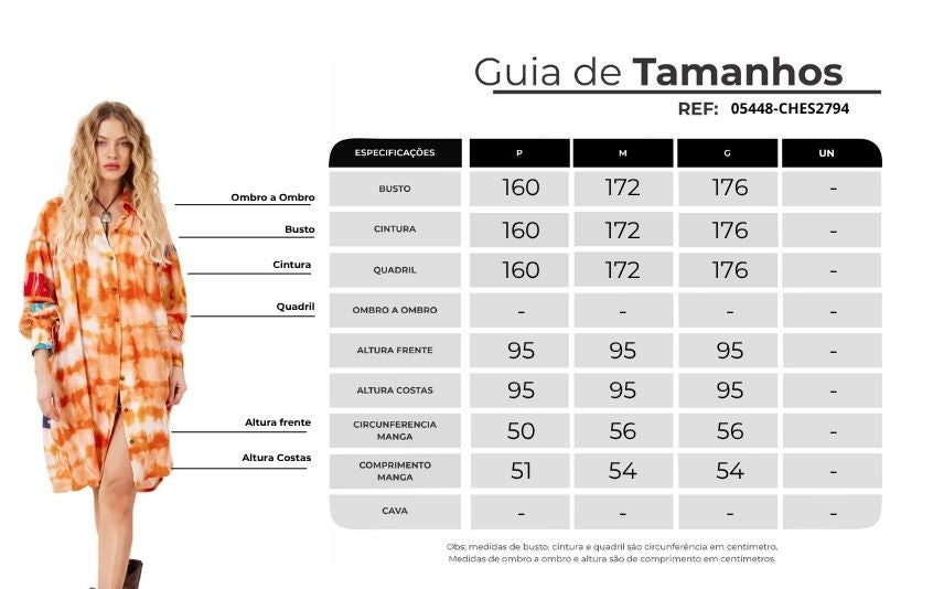 Chemise Ampla Tie Dye Laranja Digital Estampa Love Yacamim N6