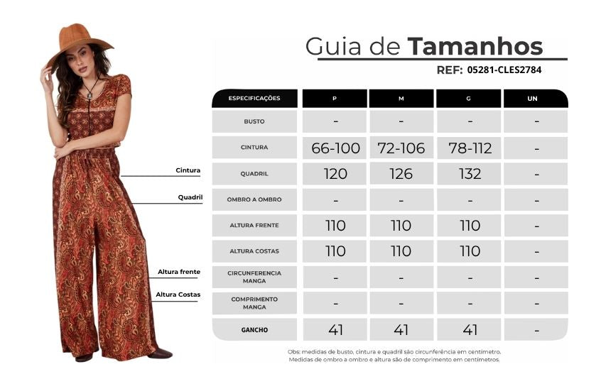 Calça Pantalona Terracota Estampa Cashmere Yacamim A6