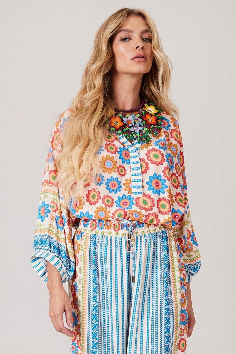 Bata Ampla Azul Coleção Pira Omomba''e Yacamim K3