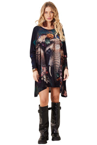 Bata Ampla Com Pedrinhas Estampa Exclusiva De Elefante Yacamim S8