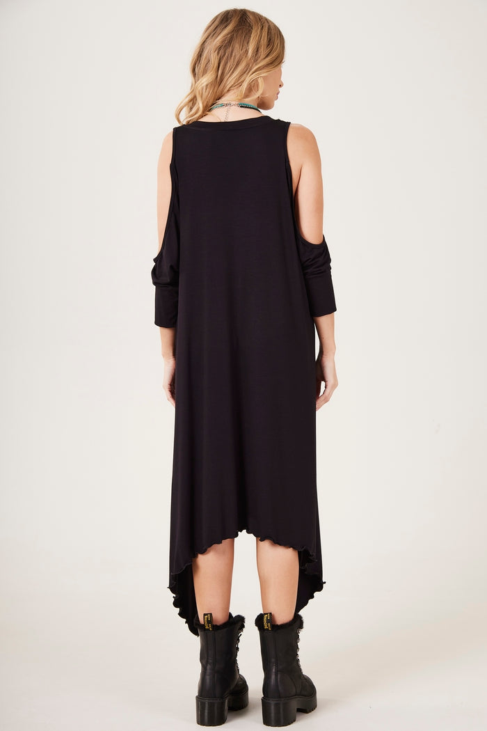 Vestido Curto Com Pontas Laterais Preto Yacamim C5 Liso