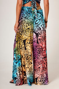 Calça Pantalona De Malha Estampa Digital De Batik Yacamim G8