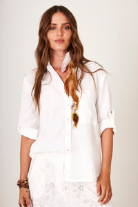 Camisa De Linho Branco Yacamim A34 Liso