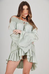 Bata Ciganinha Broderie Verde Pistache Yacamim B29