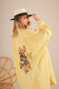 Chemise Amplo Com Estampa Exclusiva Nas Costas Amarelo Yacamim M4